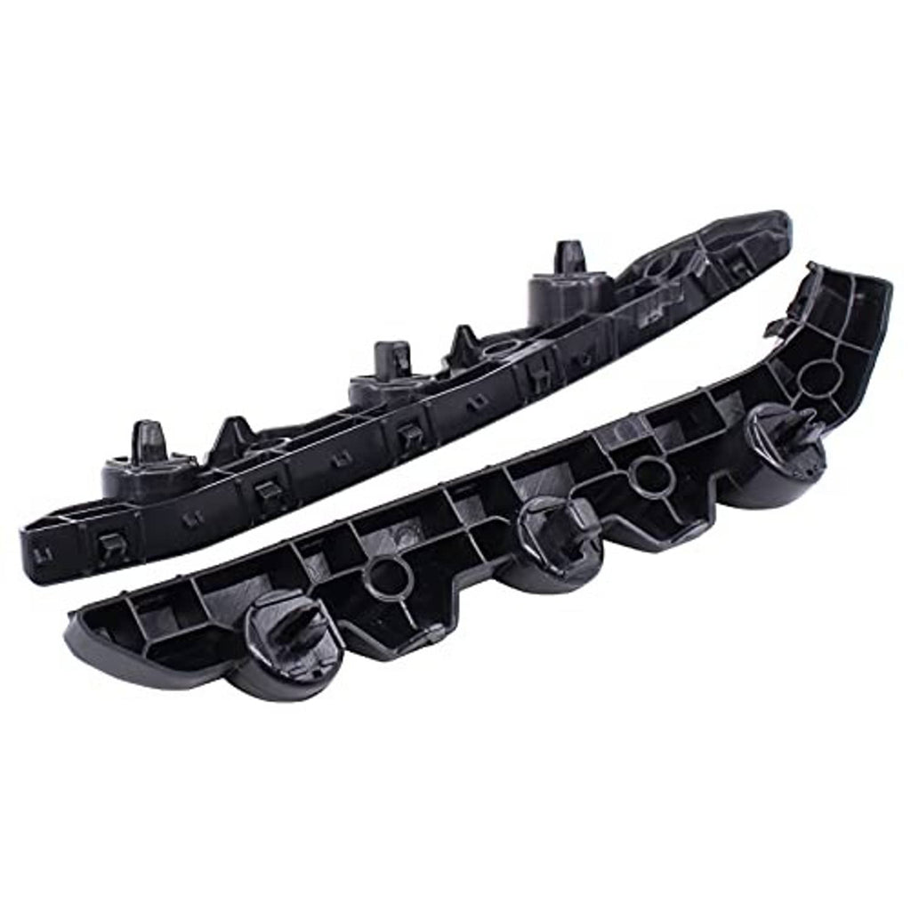 Front bumper bracket retainer pair, underside view with molded channels and tabs