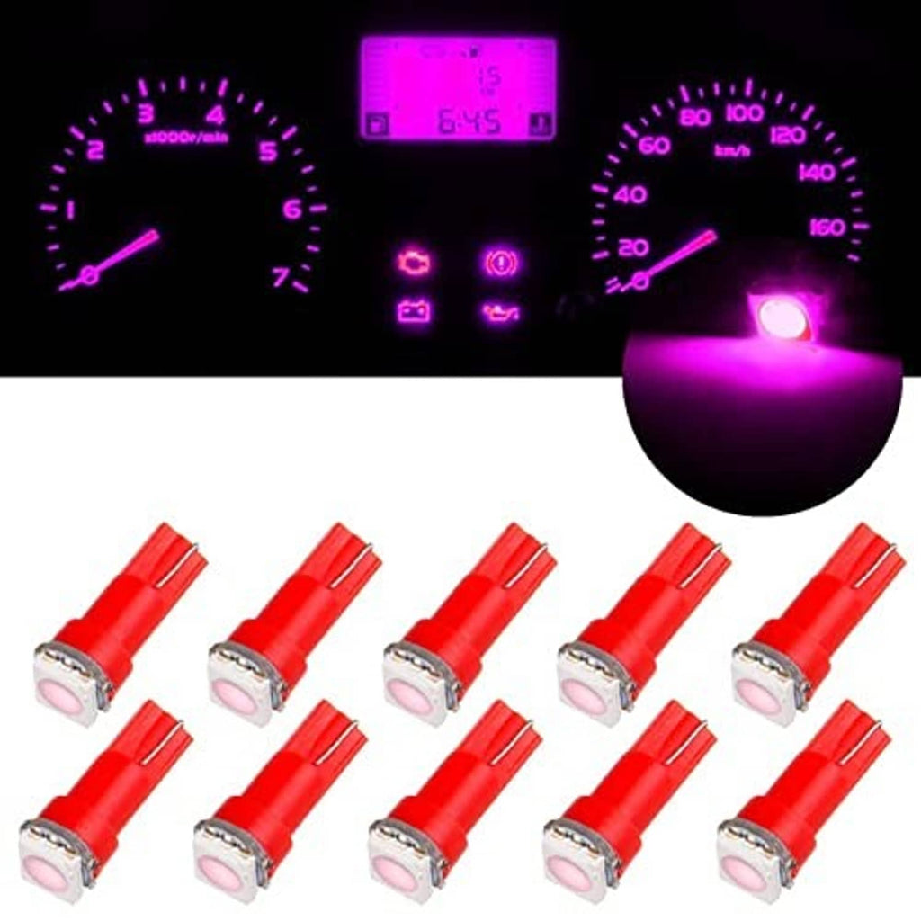 Pink T5 LED wedge bulbs with magenta light glow