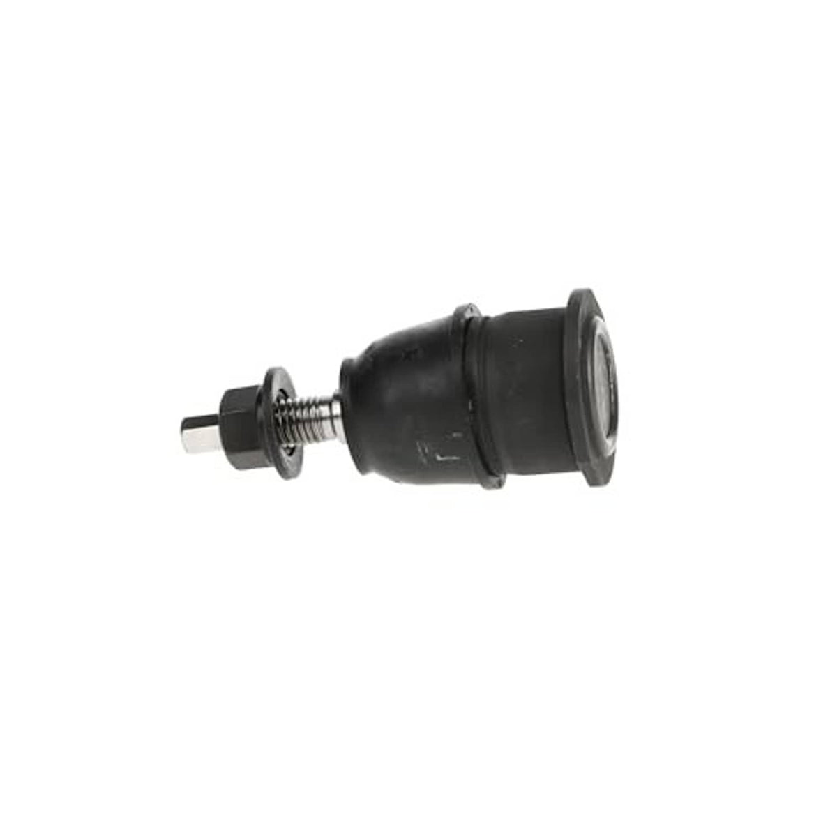 Suspension ball joint with black rubber boot and threaded stud, front upper