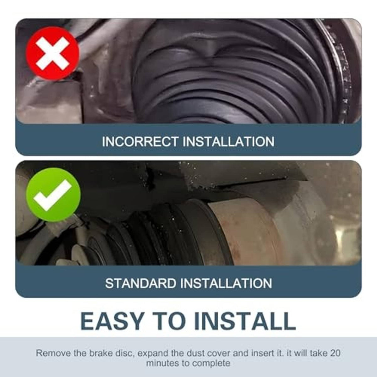 CV axle boot installation shown with standard fit and corrected placement