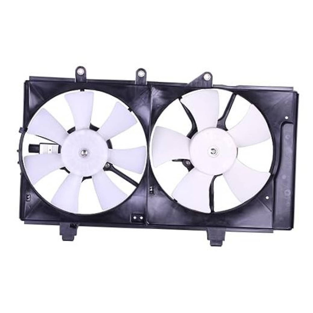 Dual radiator cooling fan assembly with two white-blade fans in black housing