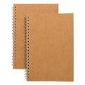Kraft brown spiral notebook journal set with blank pages, soft cover, wire binding.