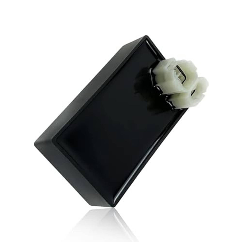 Black CDI module box with white connector plug assembly on side