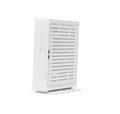 White cable modem with front vent grille and vertical desktop stand