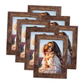 Set of 7 rustic brown picture frames with glass-ready openings for 5x7 photos