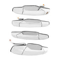 Silver chrome exterior door handle set with lever, front and side views