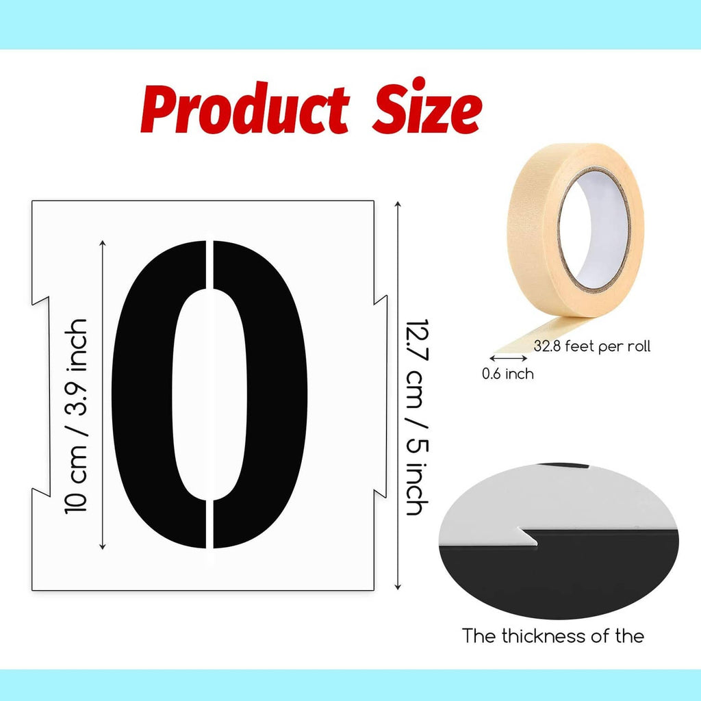 Reusable plastic stencil number 0, about 3.9 in height, 1/5 in thickness