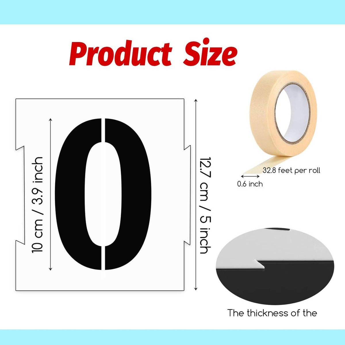 Reusable plastic stencil number 0, about 3.9 in height, 1/5 in thickness