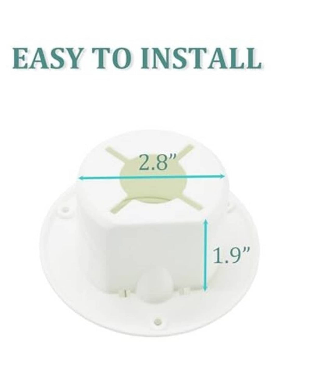 Round white RV power cord hatch with 2.8 in diameter and 1.9 in height