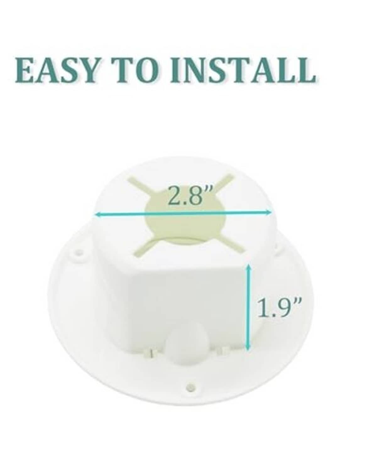 Round white RV power cord hatch with 2.8 in diameter and 1.9 in height