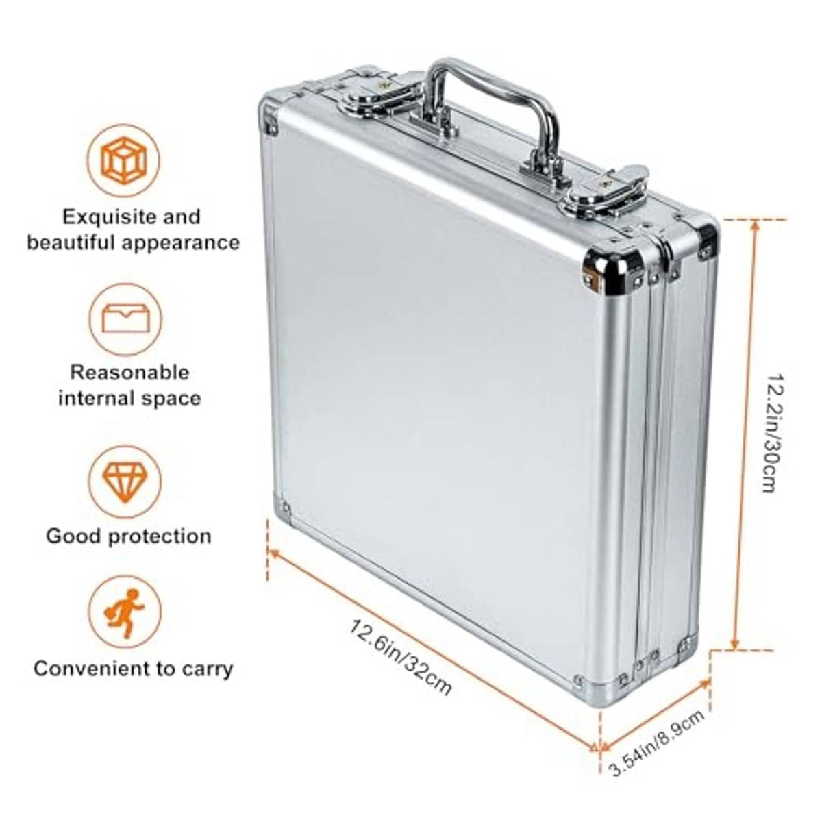 Portable billiards ball storage case with chrome handle and silver aluminum latches