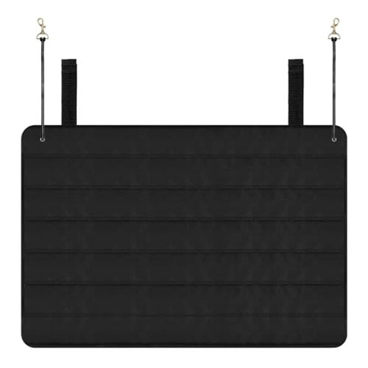 Black foldable trunk bumper pad with reinforced stitched fabric and hanging straps