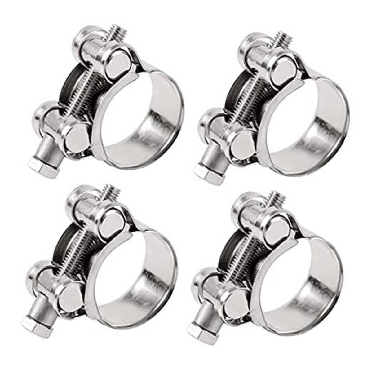 Stainless steel T-bolt hose clamp set, adjustable band with screw bolts