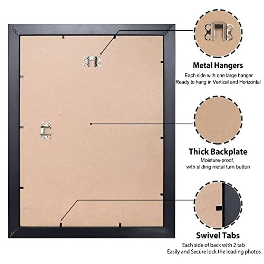 Poster frame back panel with metal hangers, thick backplate, swivel tabs