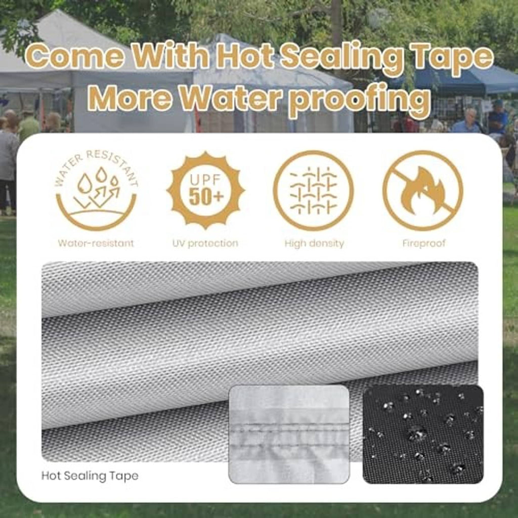 Canopy top cover fabric with hot-sealing tape for water-resistant seams