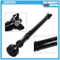 Front drive shaft propeller shaft with universal joint and mounting bracket, black.