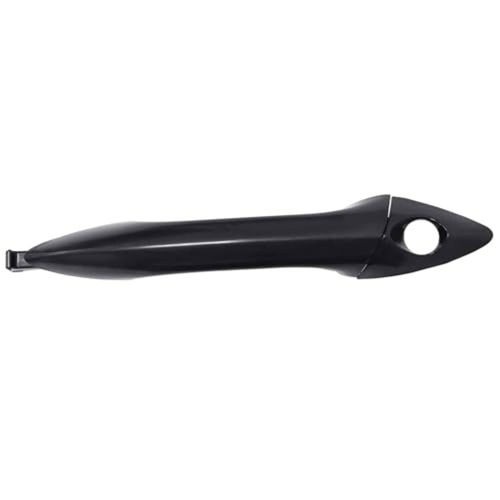 Front left exterior door handle, long black lever with circular keyhole opening