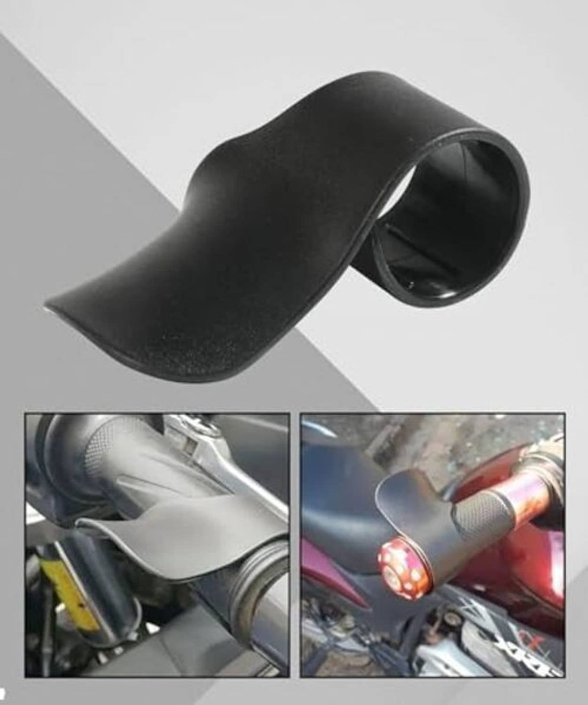 Black throttle assist sleeve shown on a motorcycle handlebar near the grip area