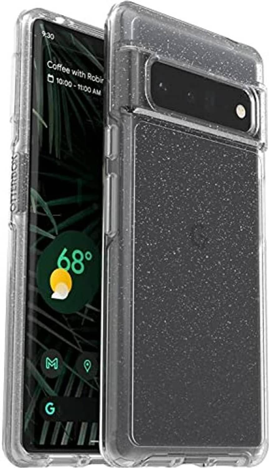 Clear glitter phone case for Pixel 6 Pro, protective cover with camera lens cutout