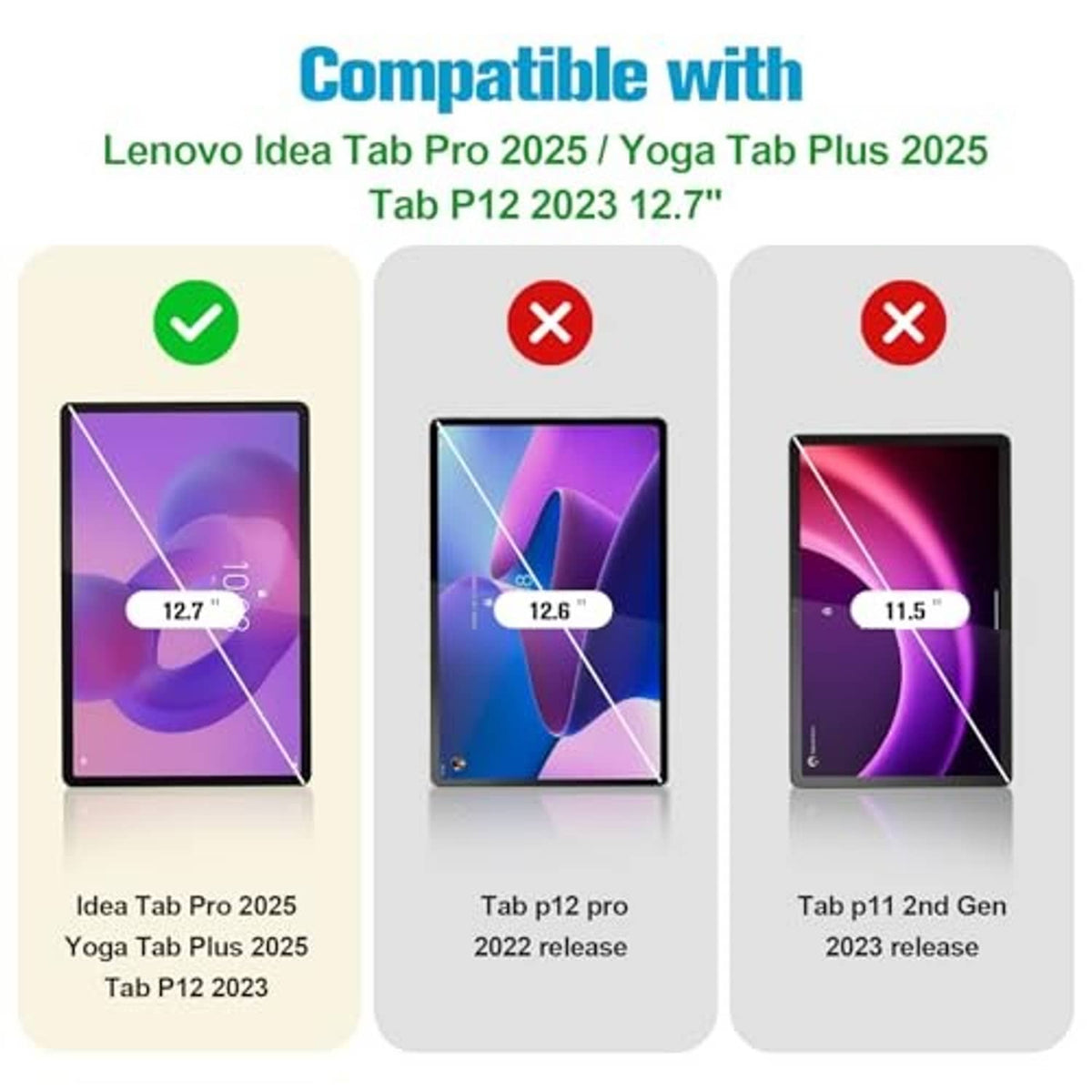 2-pack tempered glass screen protector marked compatible with Lenovo 12.7-inch model