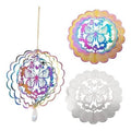 Butterfly wind spinners set with two layered stainless steel discs and hanging crystal drop