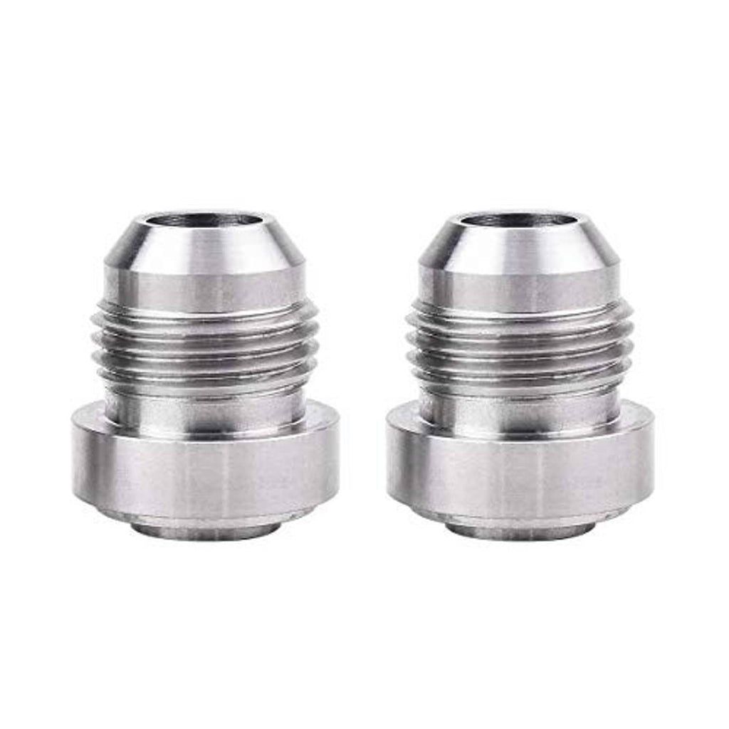 Stainless steel male weld-on bung fitting, polished finish with thread profile