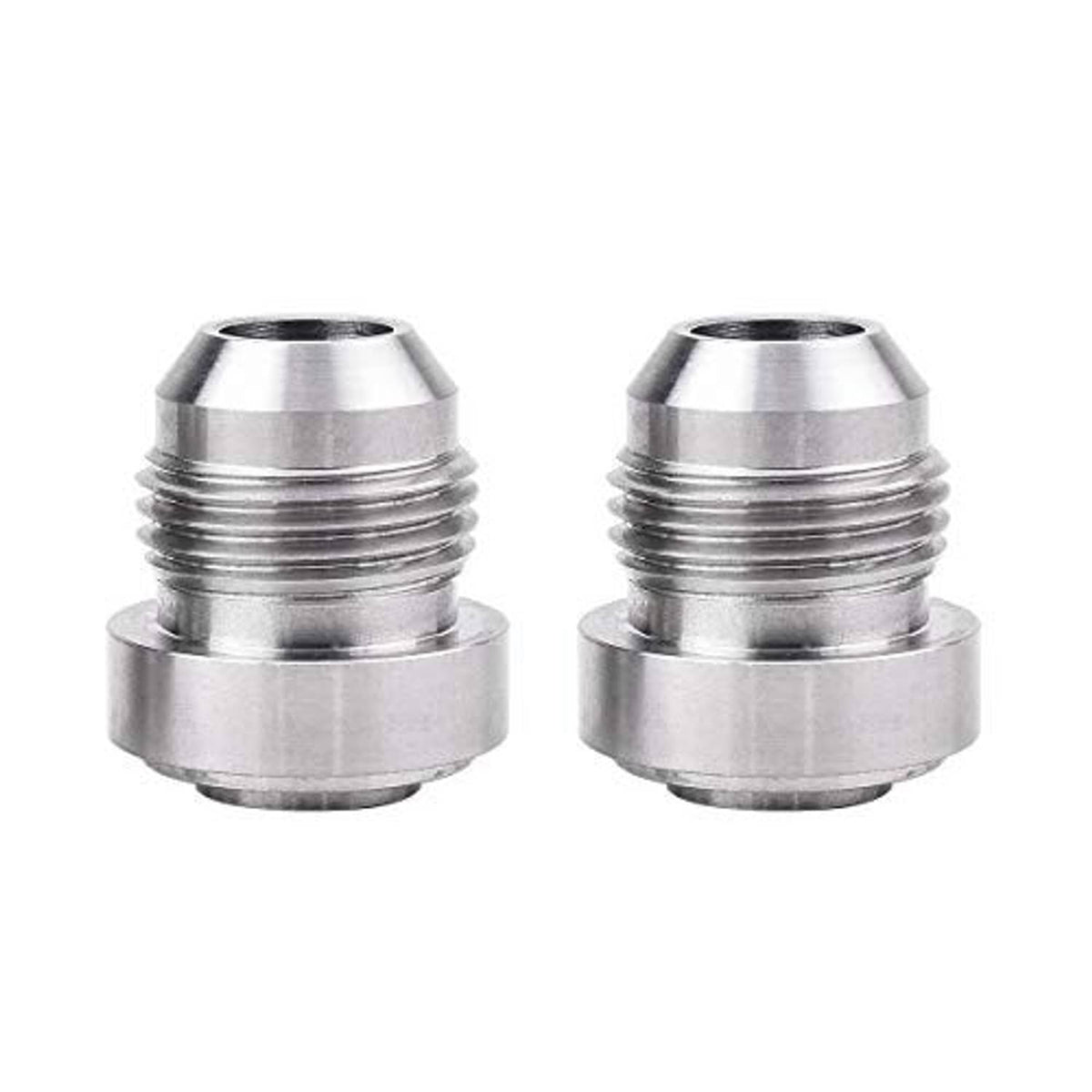 Stainless steel male weld-on bung fitting, polished finish with thread profile