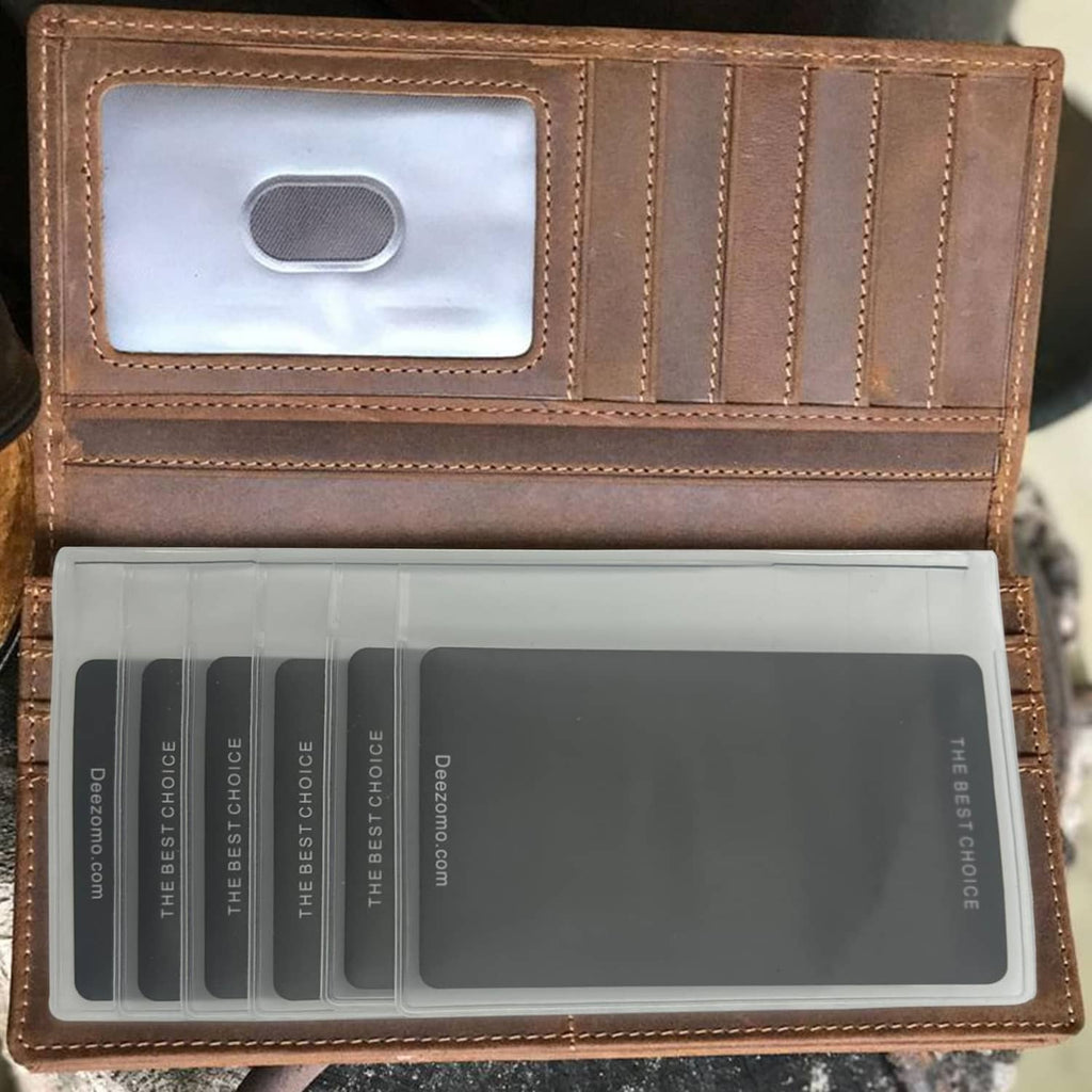 Brown checkbook wallet with clear plastic insert set of 2 for 6 pages