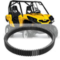 Black drive belt in loop shape with UTV in background