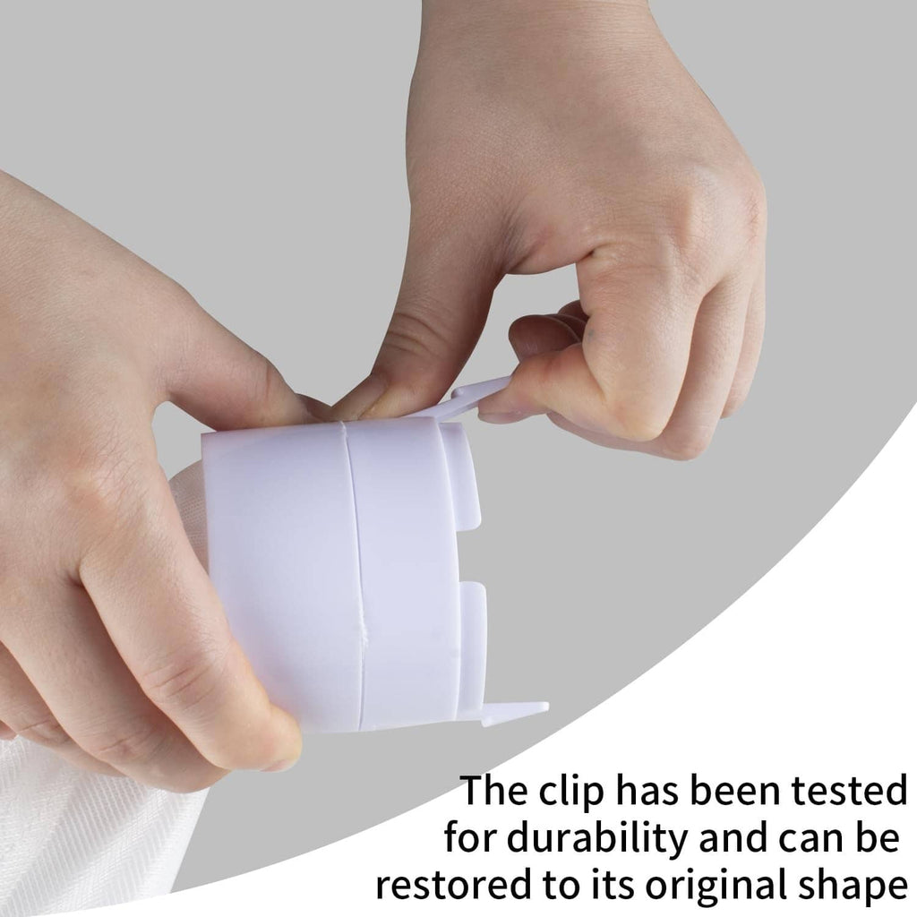 White pool cleaner bag clip-on connector piece for secure attachment