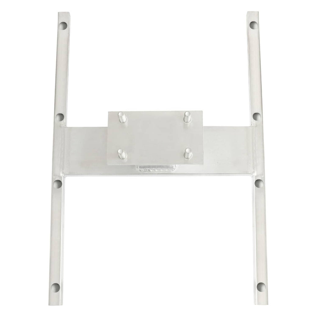 Aluminum H-mount spare tire carrier with side rails and center mounting plate