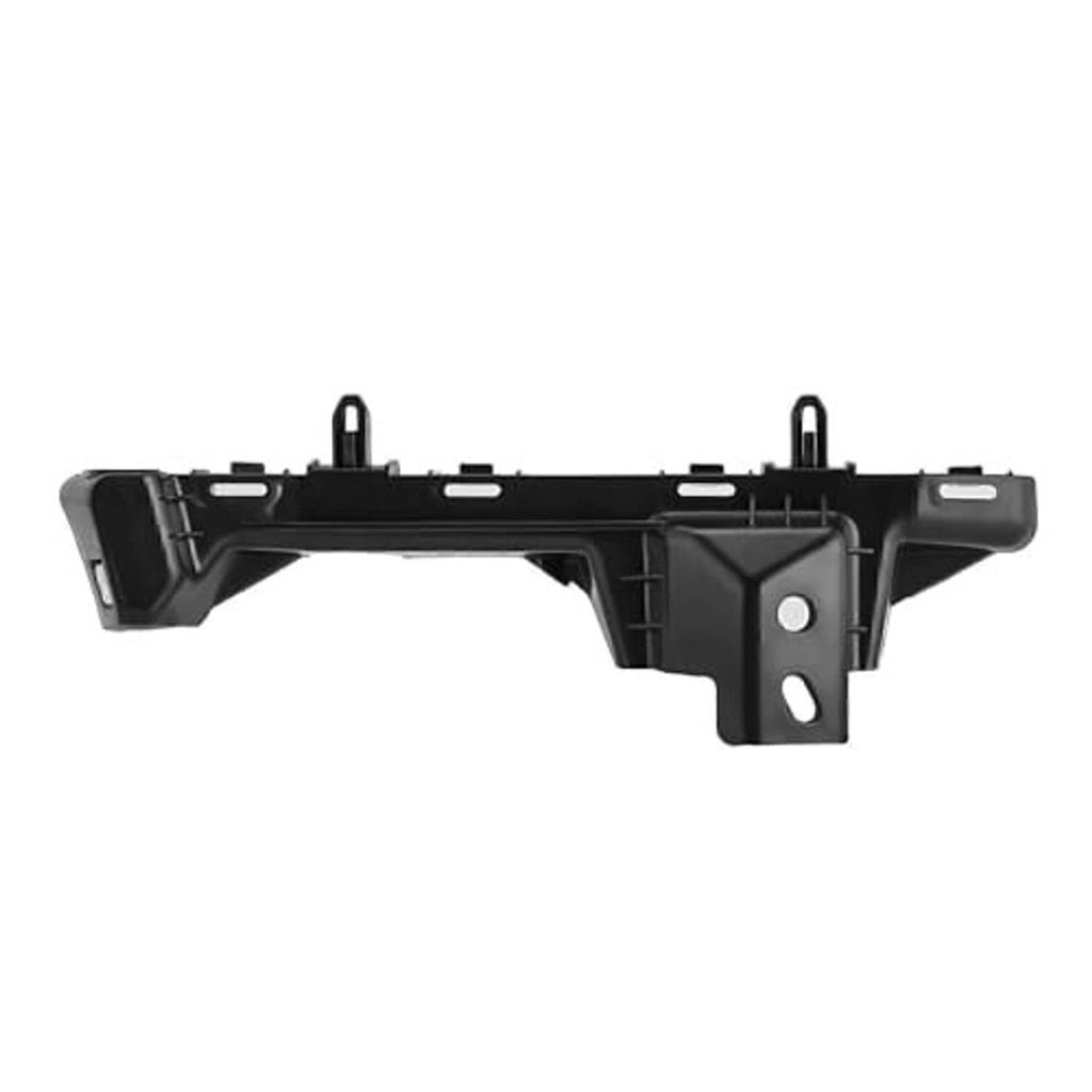 Black plastic bumper support bracket with central oval hole plate and side tabs