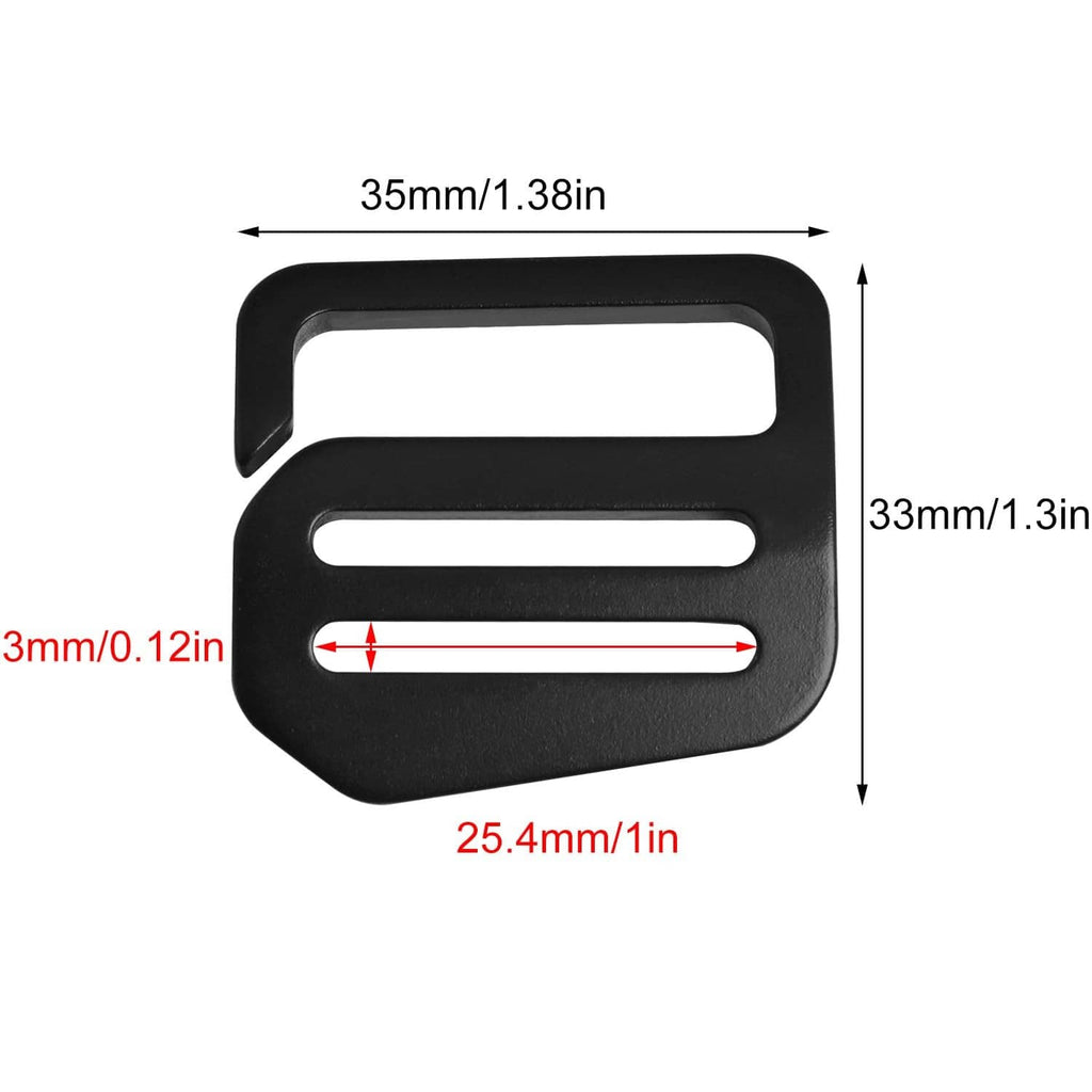 Black wave button buckle with open oval frame and inner rectangular slots