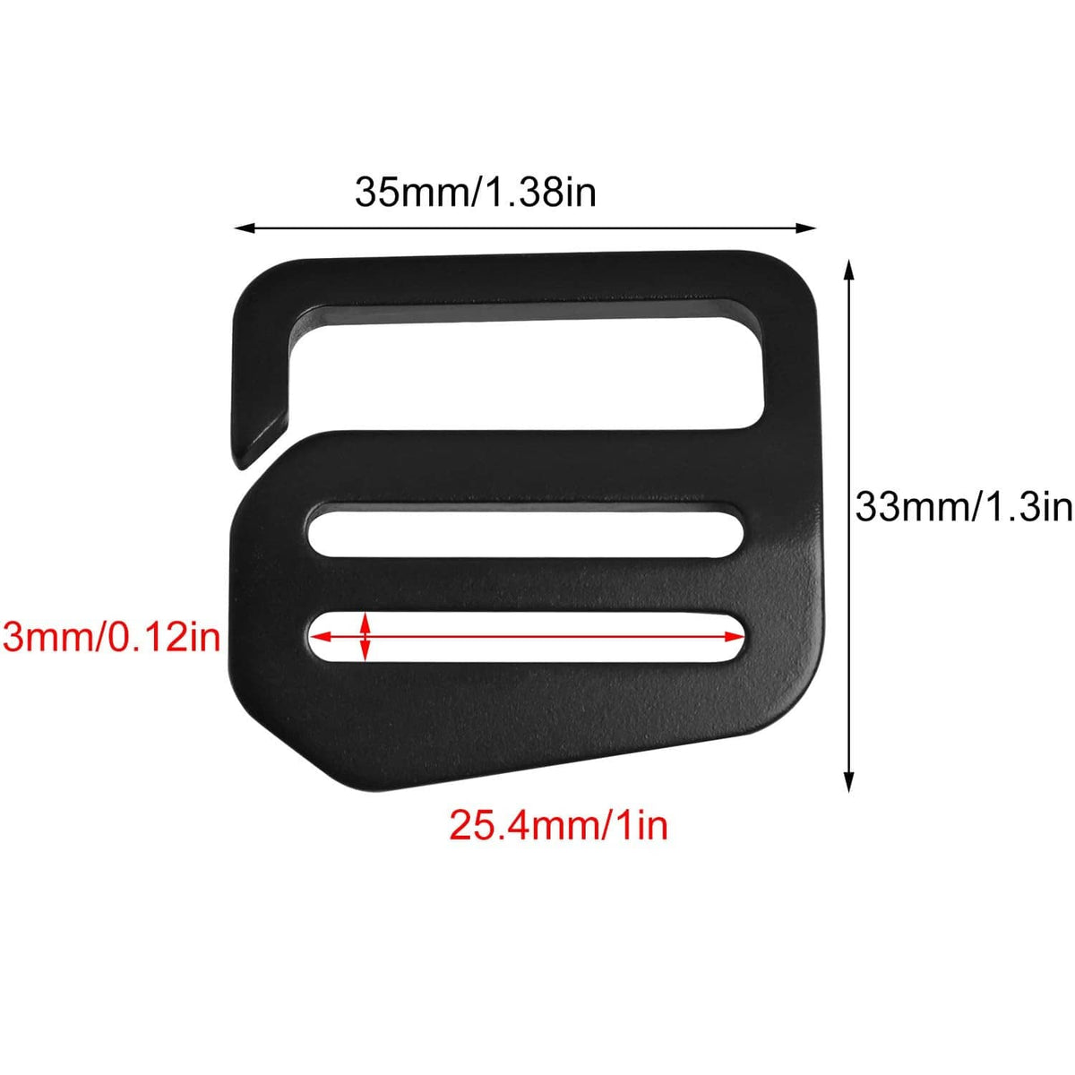 Black wave button buckle with open oval frame and inner rectangular slots