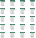 String-tie lantern mantles set, white mesh with green drawstring tops; multiple pieces shown