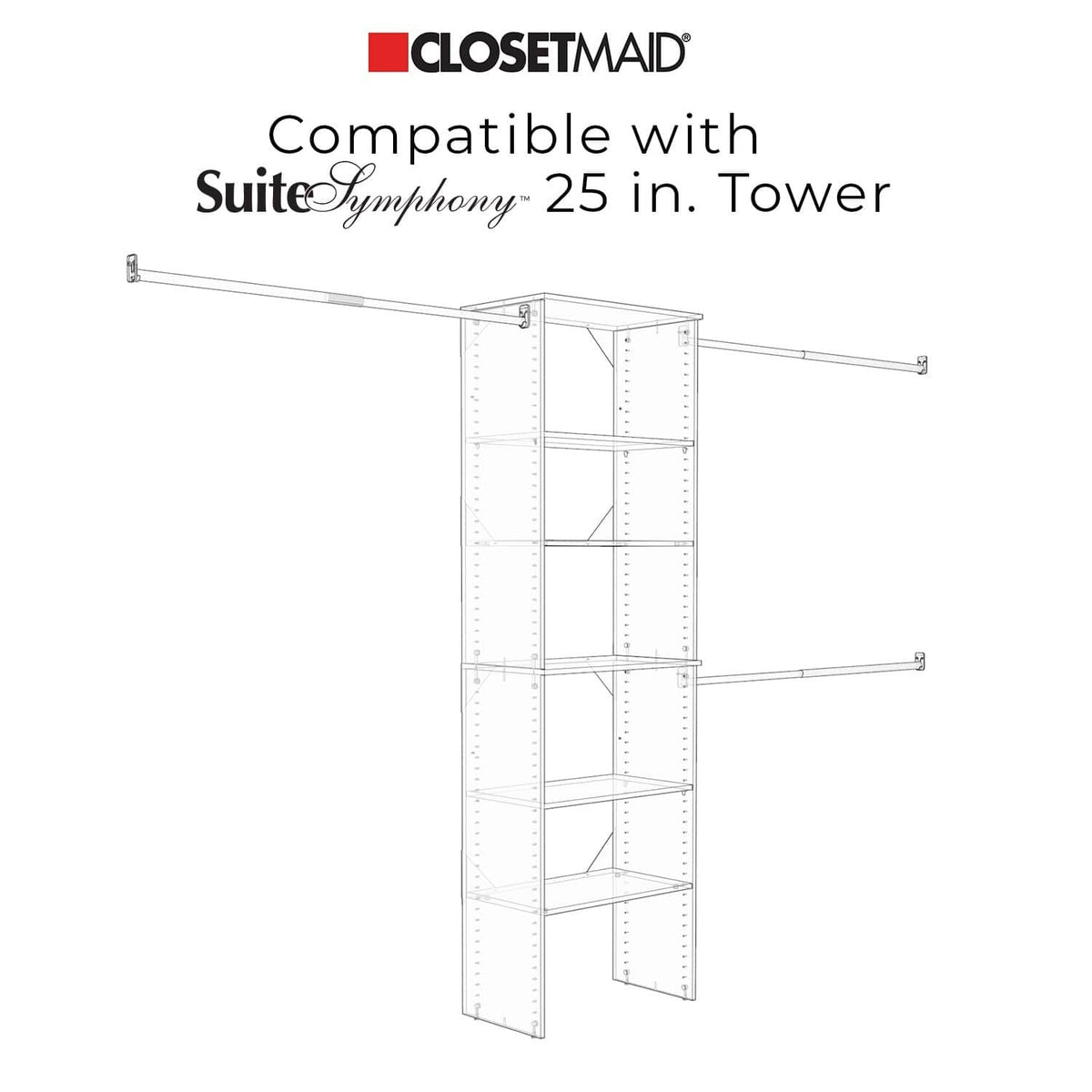 Closet organizer hanging rod kit with metal frame and crossbars