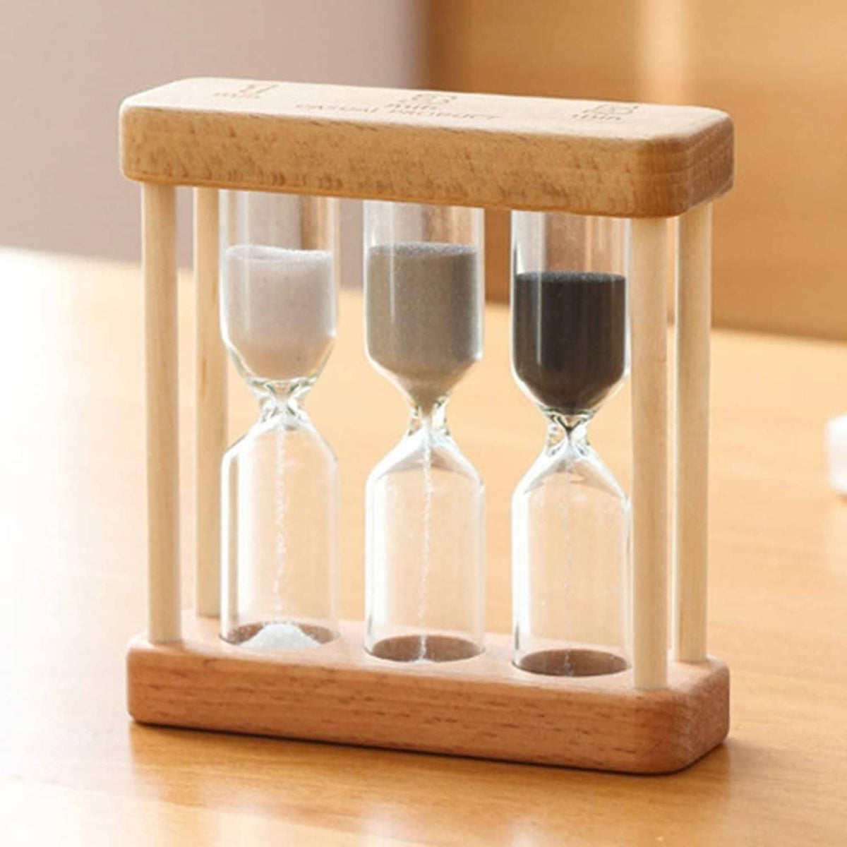 RivetOak Creative 1/3/5 Minute Wooden Sand Glass Hourglass Timer Clock Home Brown