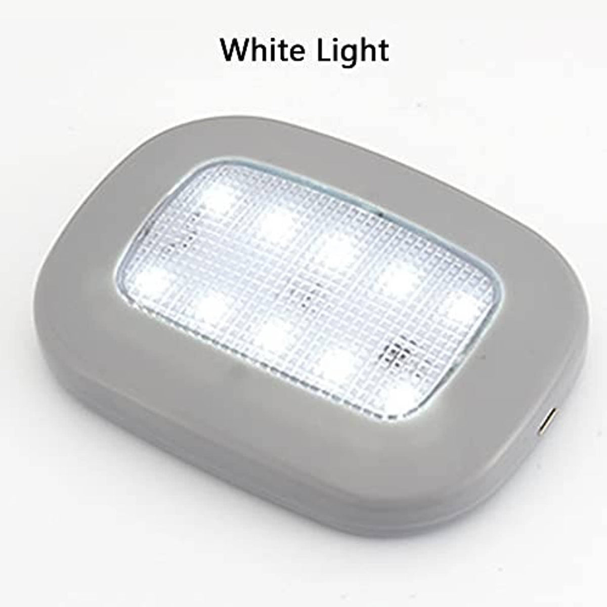 Gray car LED light with clear front panel, bright white light output