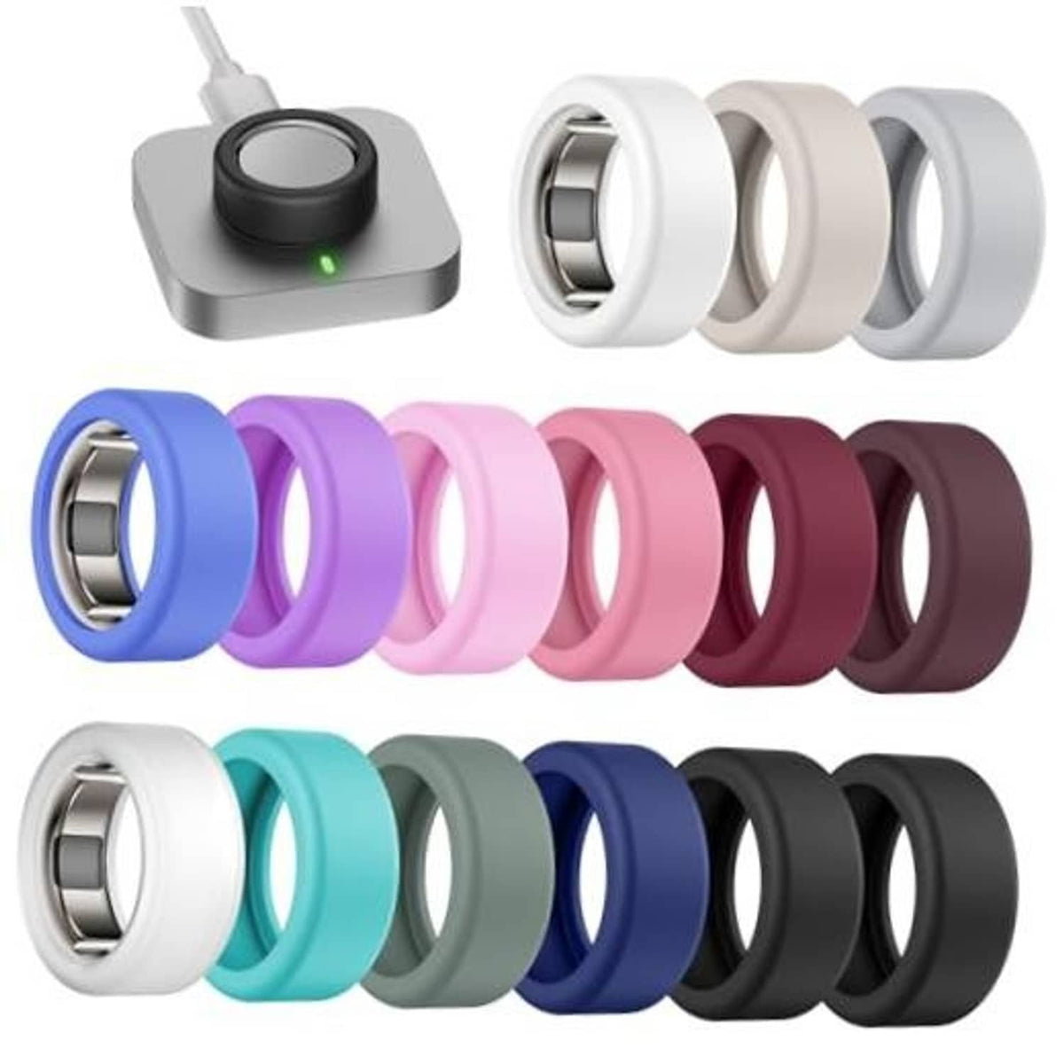 Multicolor silicone ring covers set for secure protection