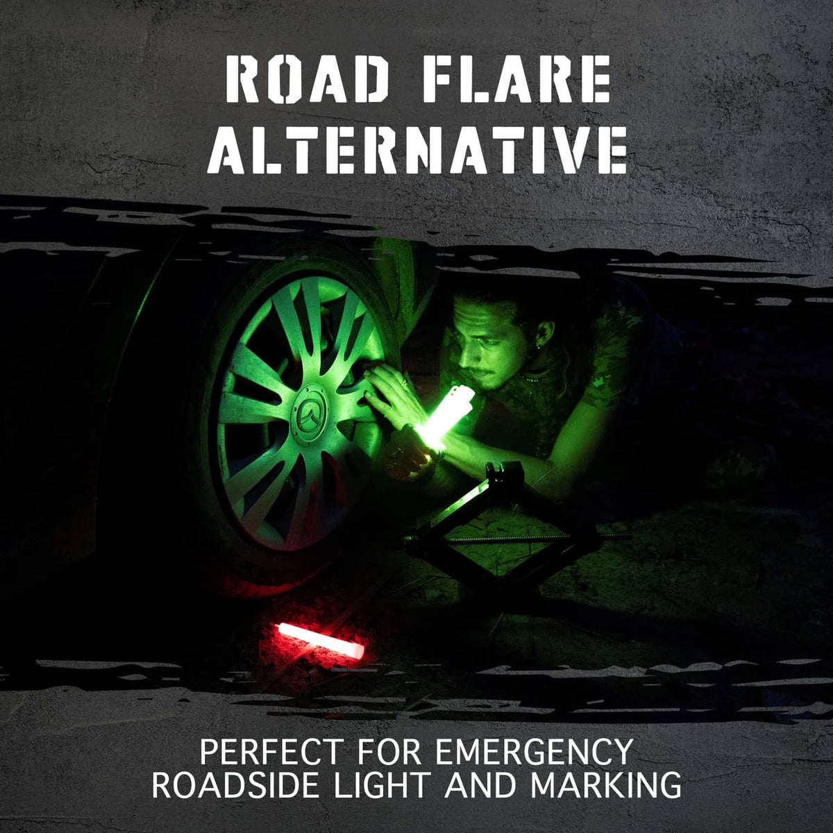 Green glow stick alternative held in hand