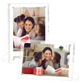 Clear acrylic magnetic photo frames, two 4x6 frames with display stand