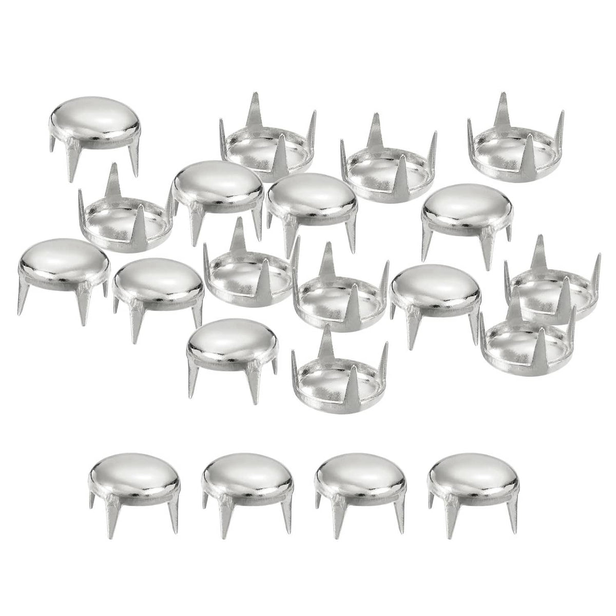 8mm silver round dome metal stud beads with claw prongs, 200-piece set