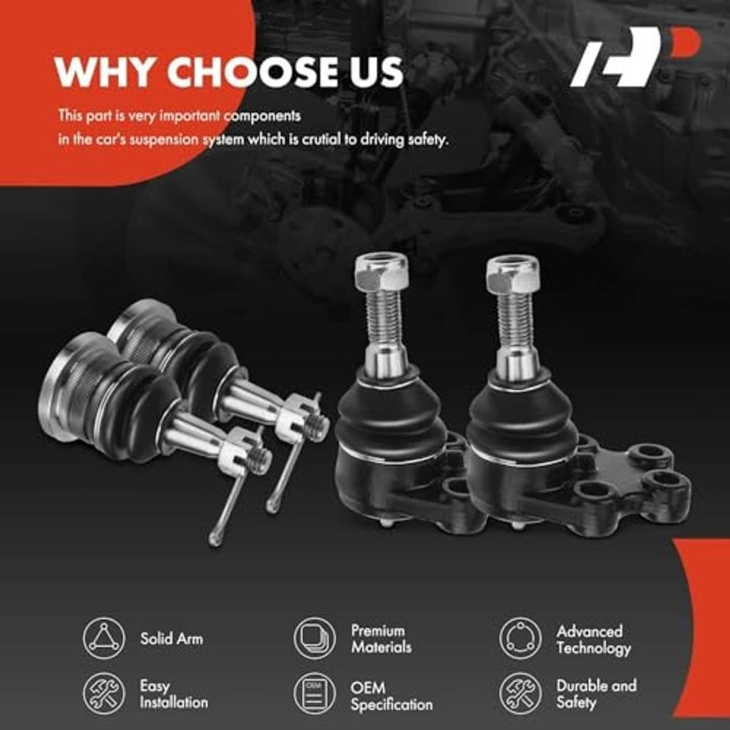 Ball joint set with black boots, silver studs, and metal mounting brackets
