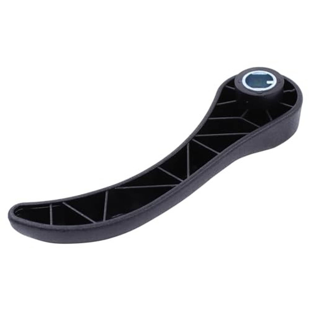 Dark recliner adjustment handle with internal ribbing and metal pivot insert