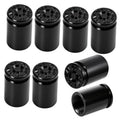 Black bullet-style tire valve stem caps set, multiple caps with textured top pattern