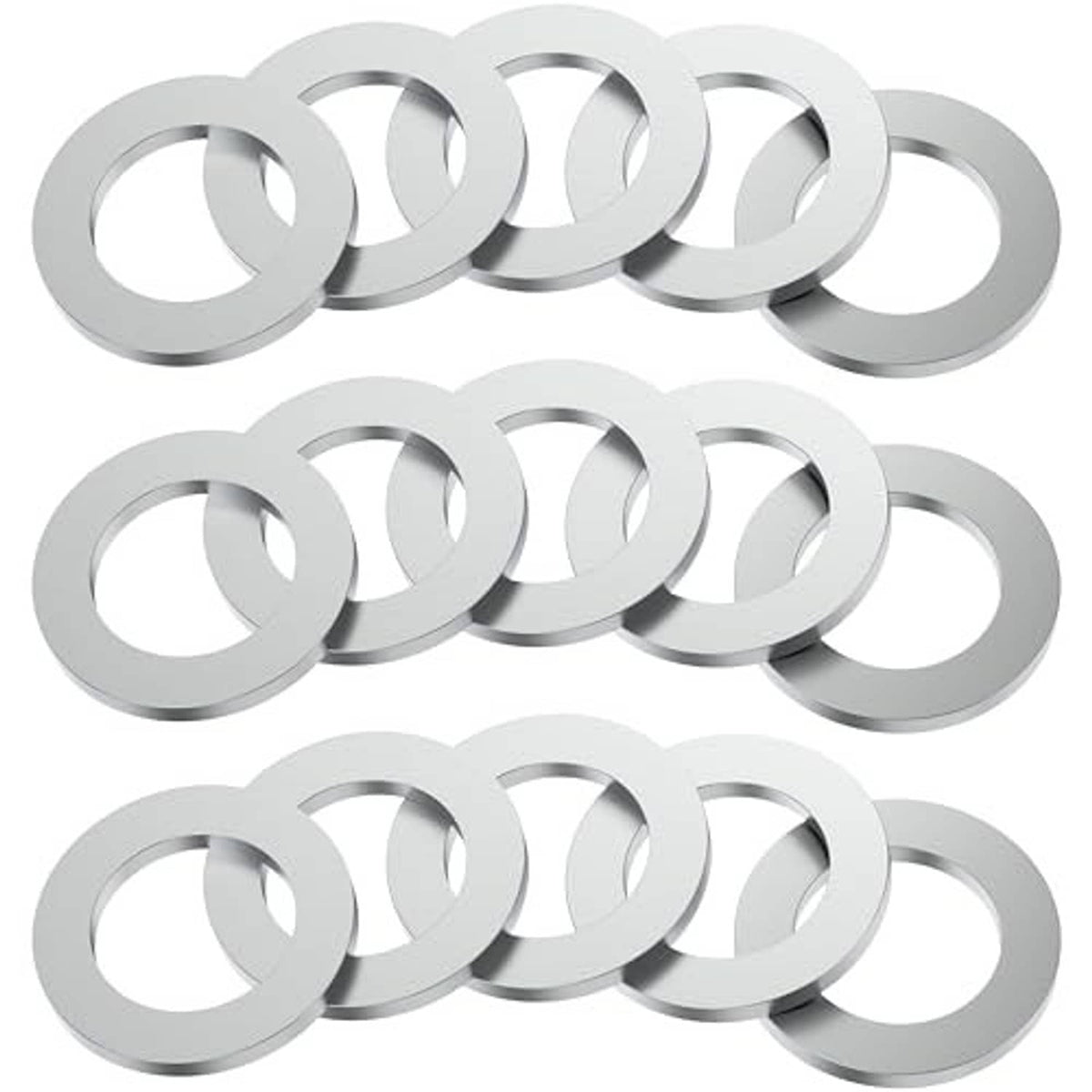 Assorted set of aluminum oil drain plug crush washers, round silver gaskets