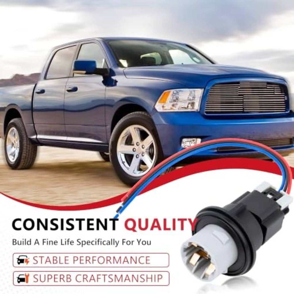 Turn signal bulb socket with wiring harness, black plug and blue/red wire leads