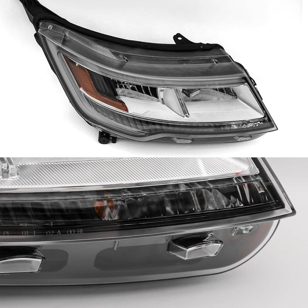 LED headlight with clear lens, amber side marker, and black outer trim