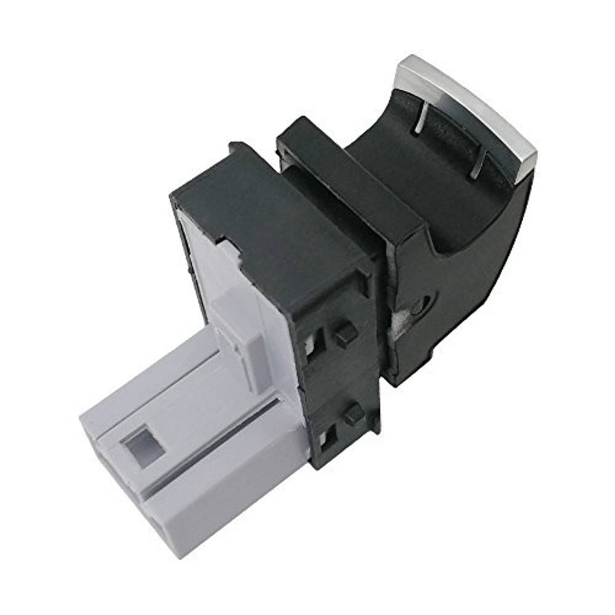 Passenger-side power window switch button, side view with gray mount and black frame