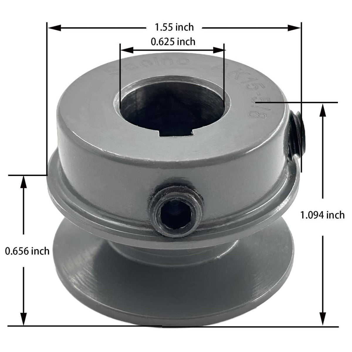 AK15 belt pulley sheave profile with 5/8 in bore and V-belt groove dimensions